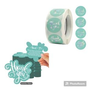 Thank You Cards And Stickers Bundle, 550 Piece, Sellers Bundle, Green & Silver